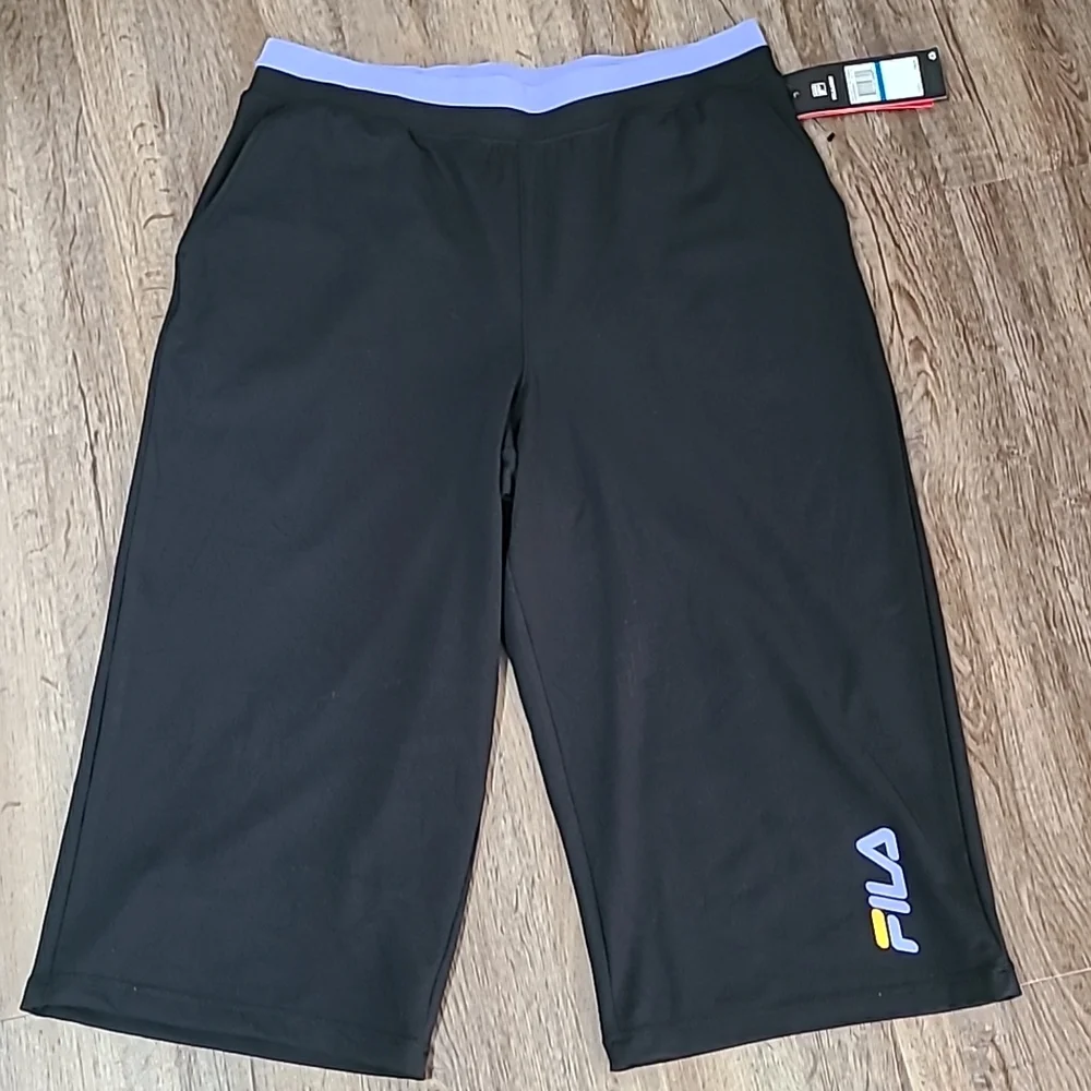 FILA BRAND WOMENS BLACK TRAINING CROP PANTS SIZE XL